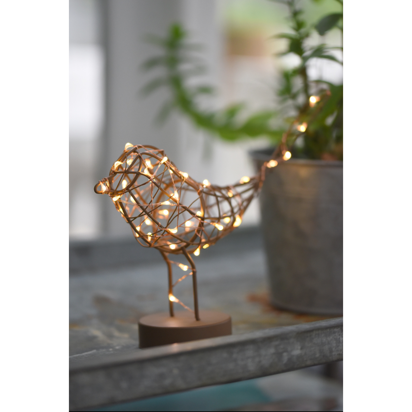 Table Robin Light - Cute LED Ornament - Color: Copper