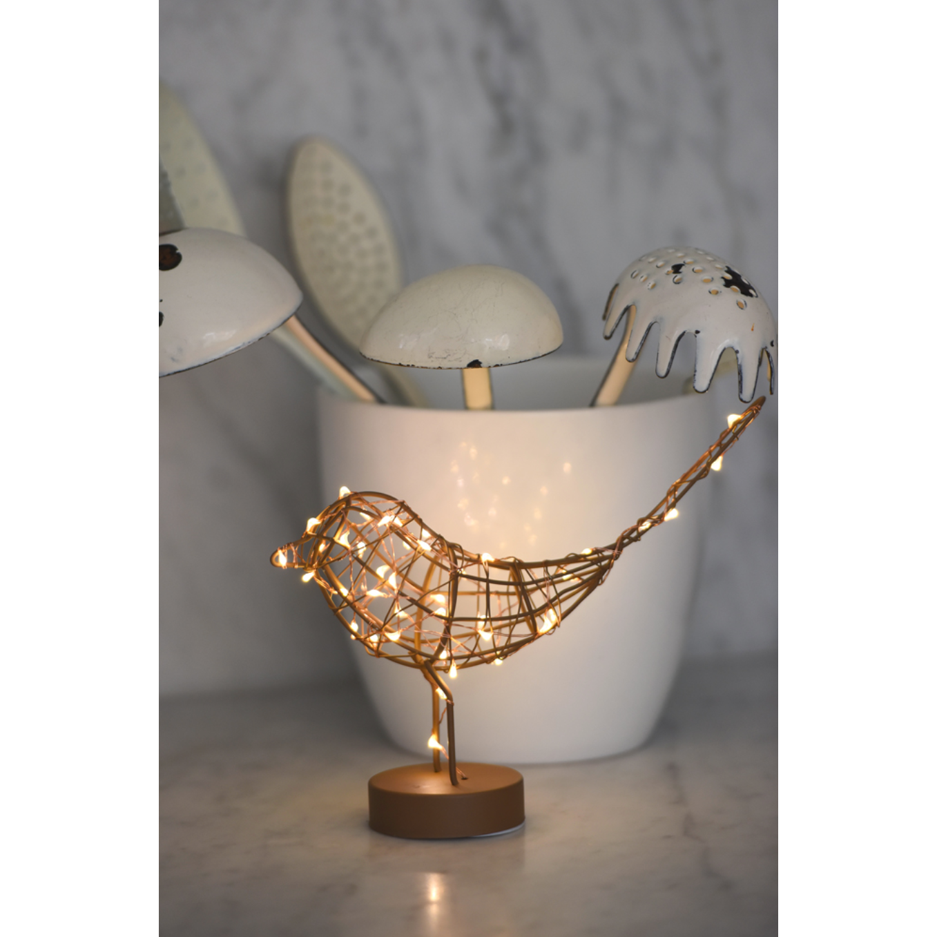 Table Robin Light - Cute LED Ornament - Color: Copper