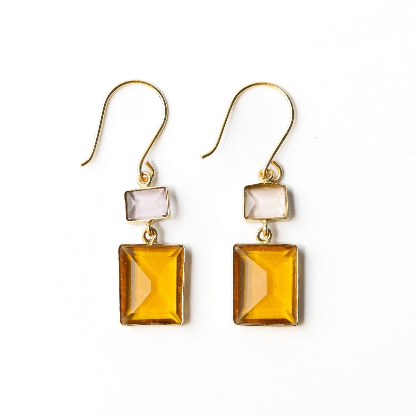 Veronica Two-Tone Glass Dangle Earrings Amber