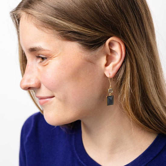 Veronica Two-Tone Glass Dangle Earrings Blue