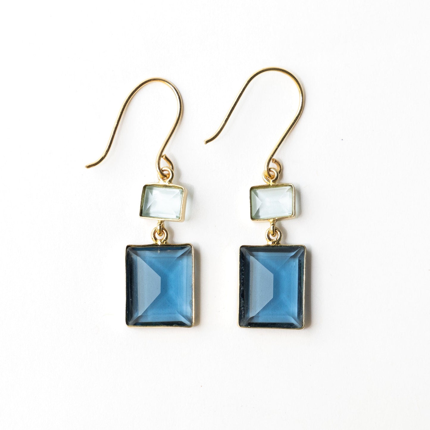 Veronica Two-Tone Glass Dangle Earrings Blue