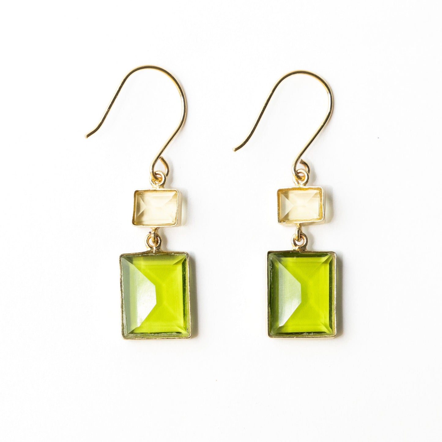 Veronica Two-Tone Glass Dangle Earrings Green