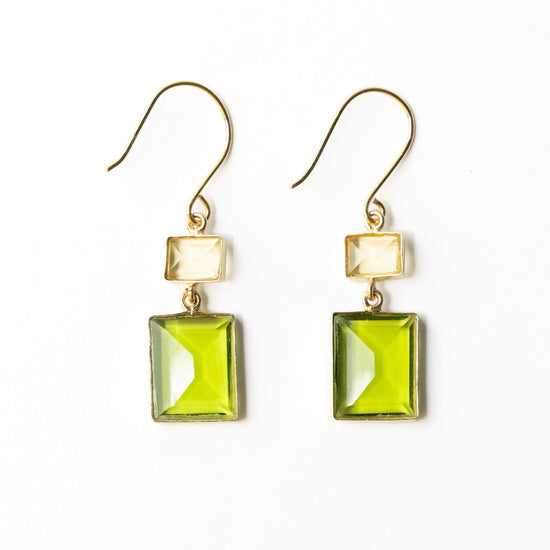 Veronica Two-Tone Glass Dangle Earrings Green