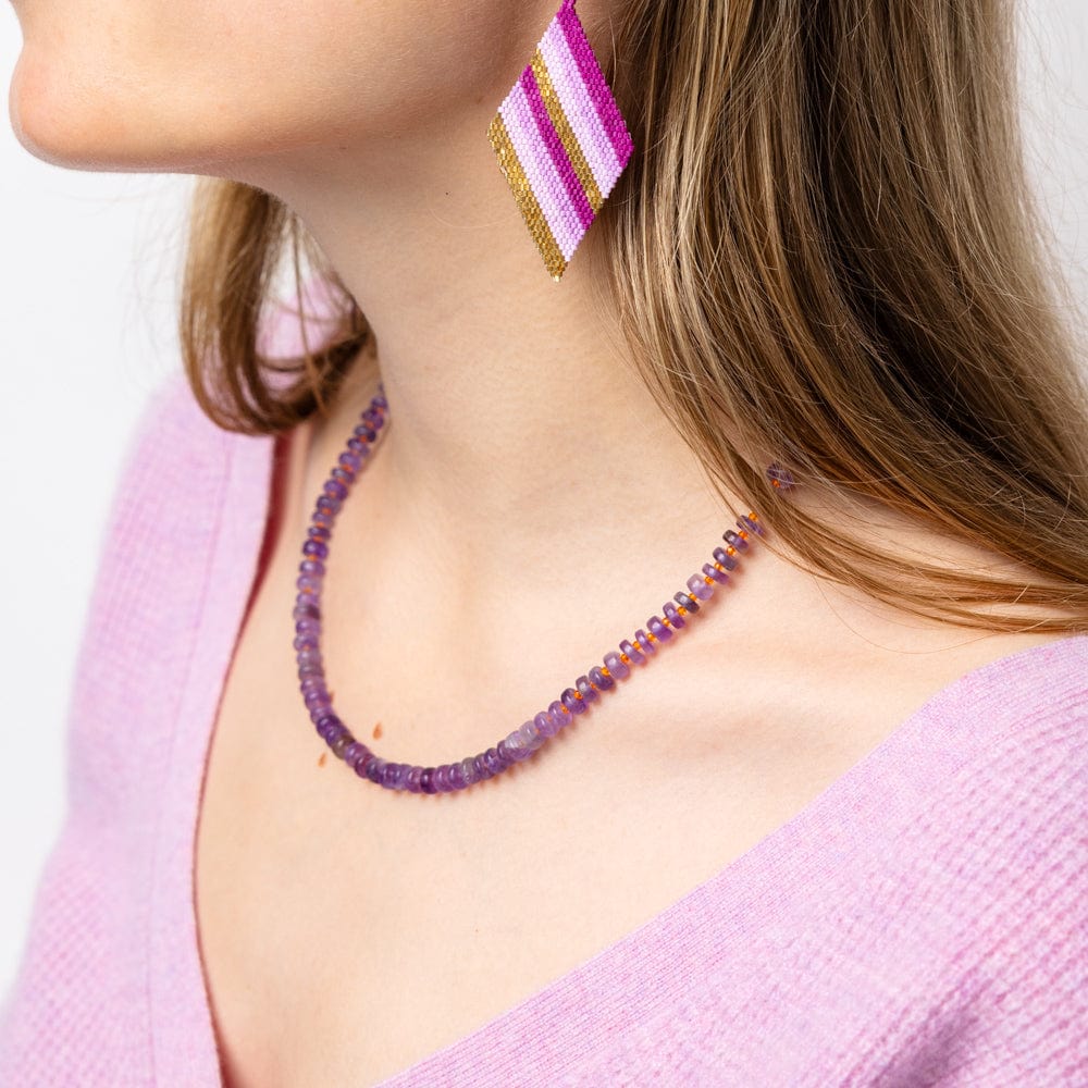 Vivianne Amethyst w/ Carnelian Necklace 18"
