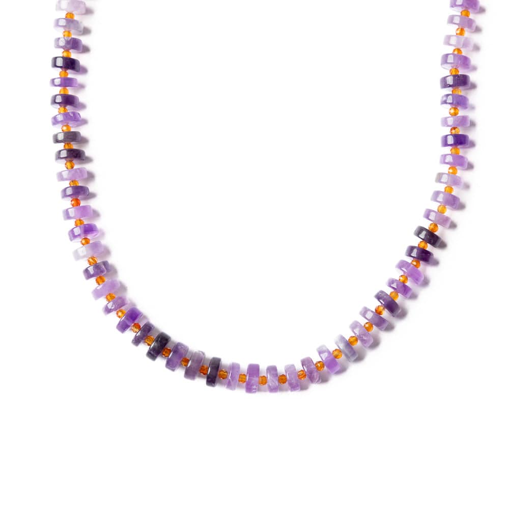 Vivianne Amethyst w/ Carnelian Necklace 18"