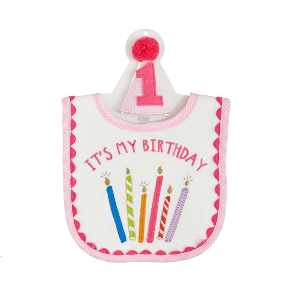 Pink Cake Smash Set (bib & hat)