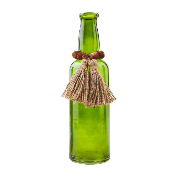 White Beaded Green Bottle