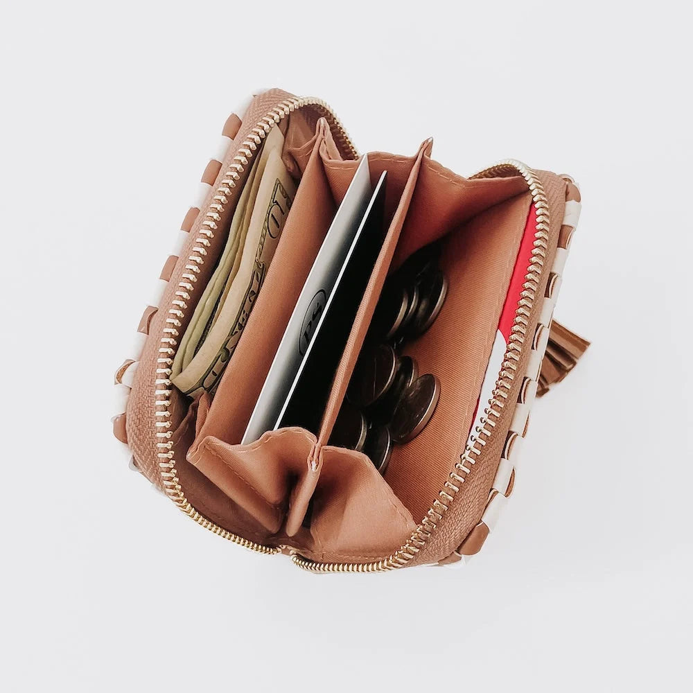 WYNONA WOVEN WALLET-CHECKERED TAN