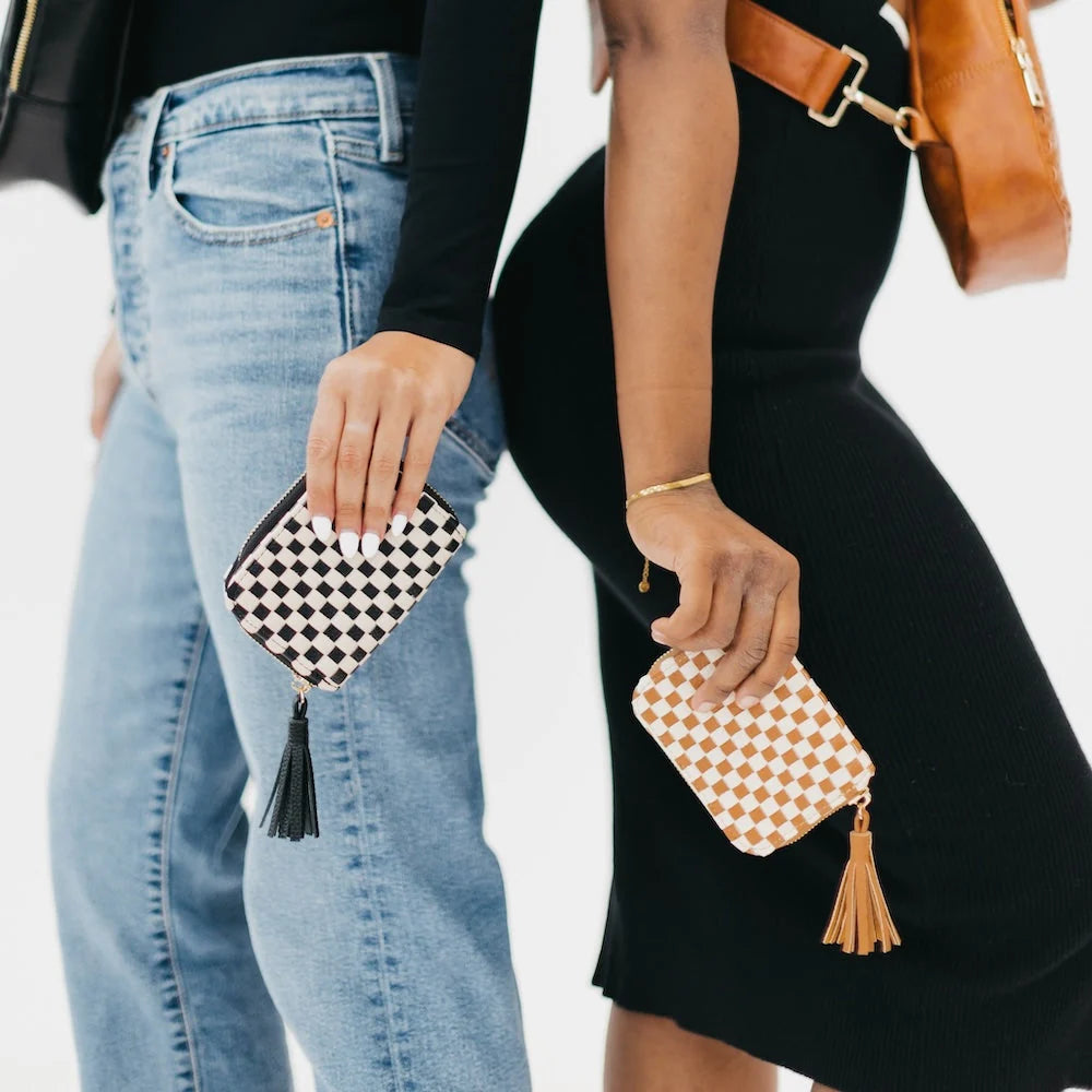 WYNONA WOVEN WALLET-CHECKERED BROWN