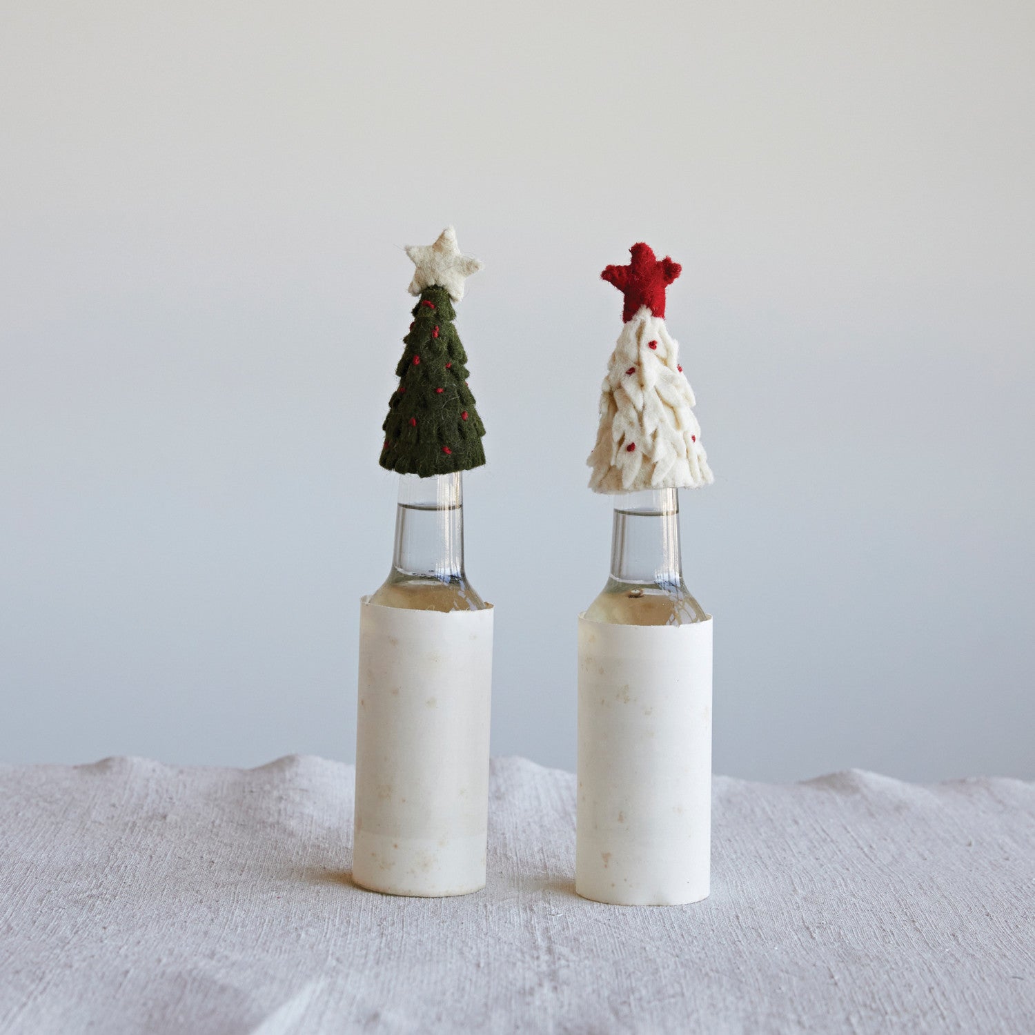 4" Handmade Wool Felt Tree w/Star Bottle Topper