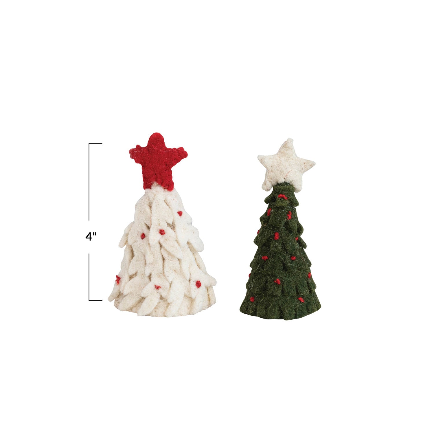 4" Handmade Wool Felt Tree w/Star Bottle Topper