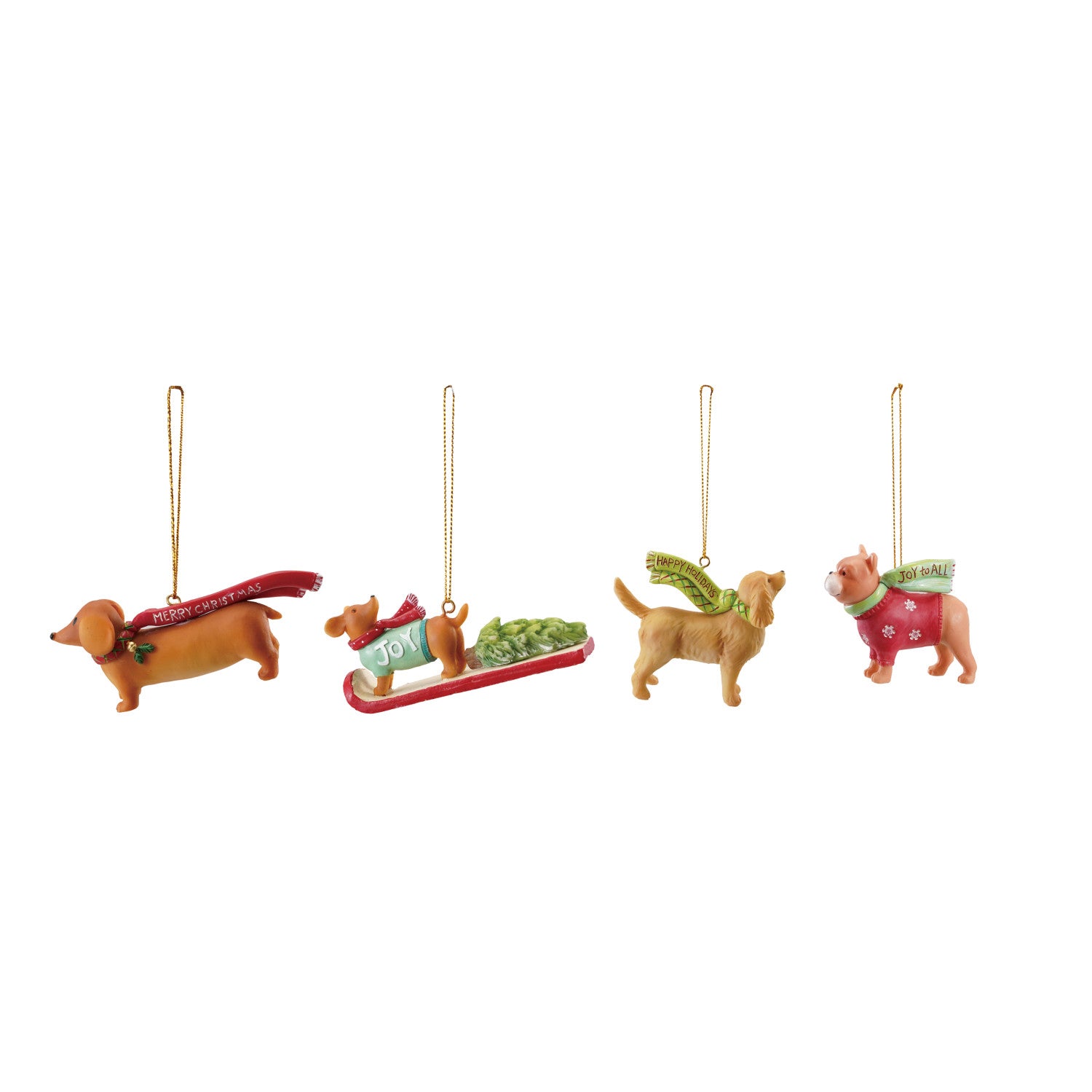 RESIN DOG SHAPED ORNAMENT W/SCARF