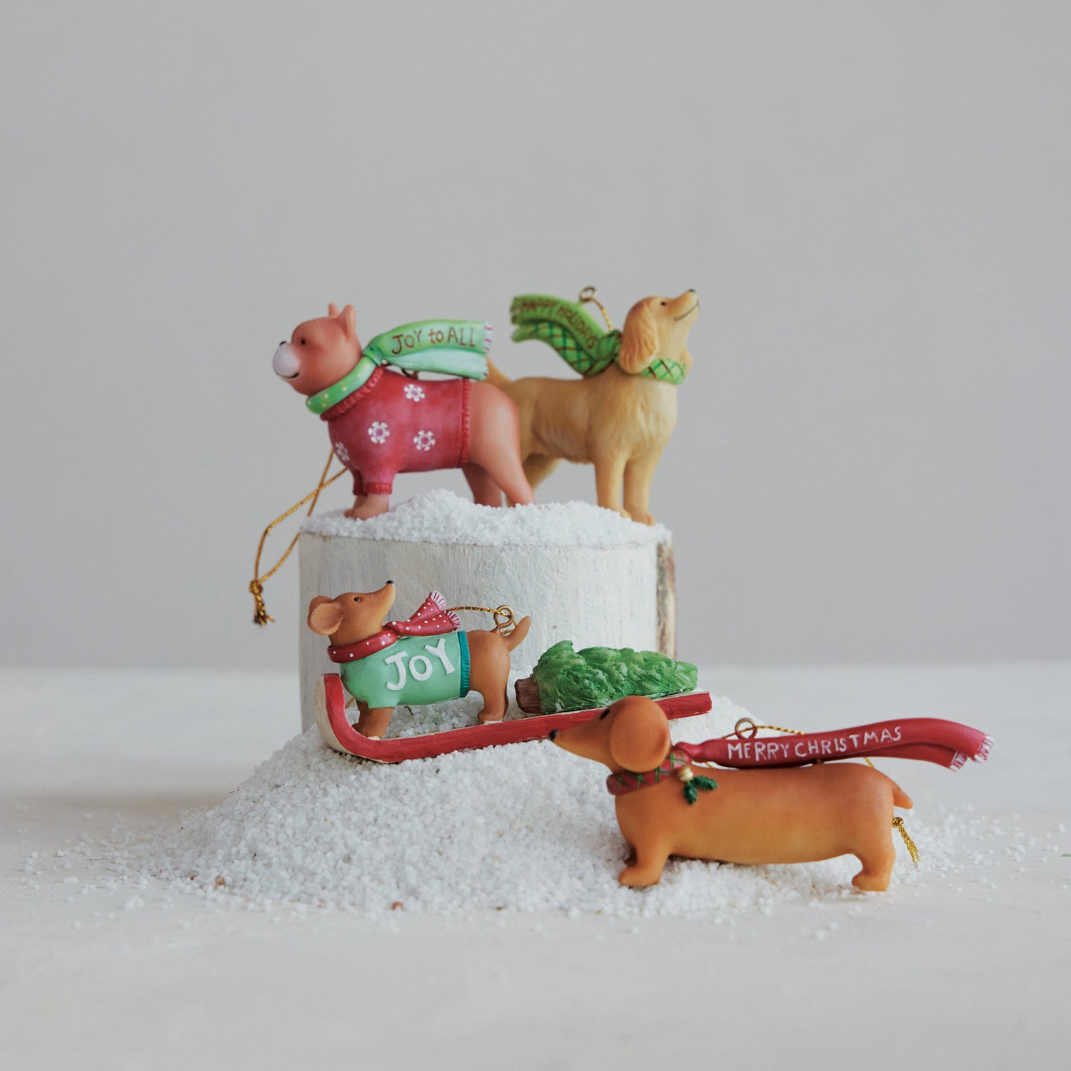 RESIN DOG SHAPED ORNAMENT W/SCARF