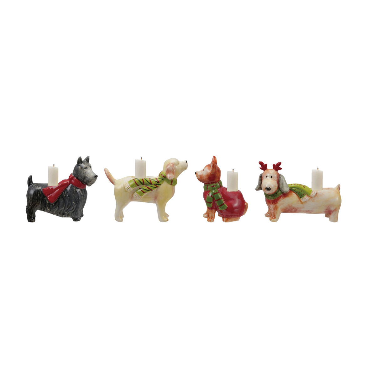 STONEWARE DOG SHAPED TAPER HOLDER