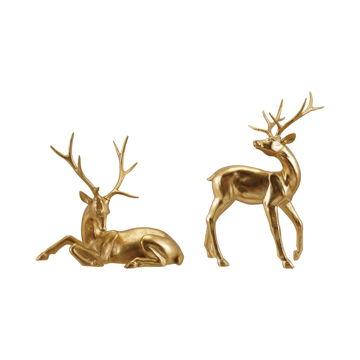 SET OF 2 RESIN DEER-GOLD FINISH