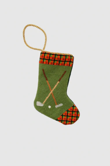Teetime Tidings Golf Clubs Bauble Stocking